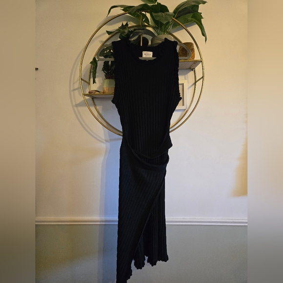 Milly Sheath Ribbed Wrap Midi Dress - Picture 3 of 7